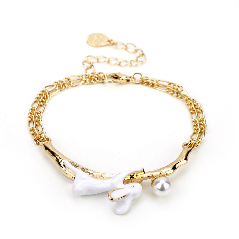 Japanese Pearl Painting Oil Rabbit Bracelet Women Bracelet Bracelet