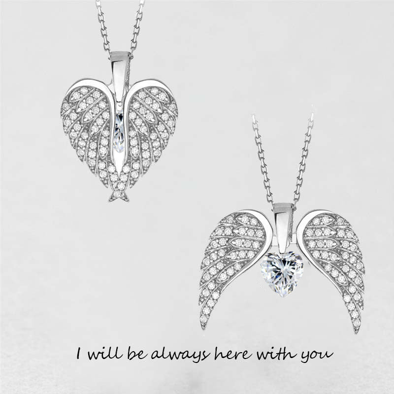 Angel Wings Heart Pendant Necklace Women