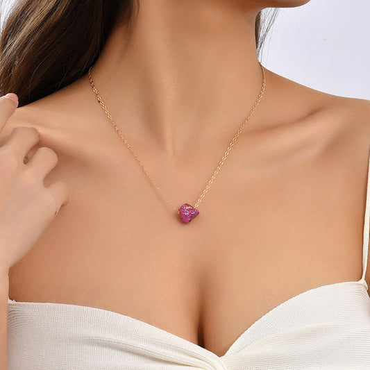 Purple Natural Stone Pendant Necklace Women