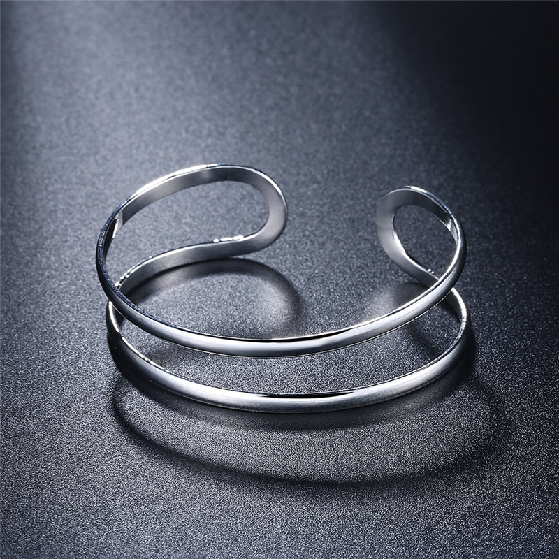 Another silver flat two-line bracelet women