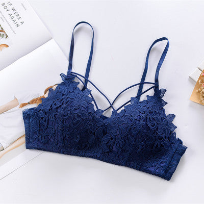 Lace gathered bra