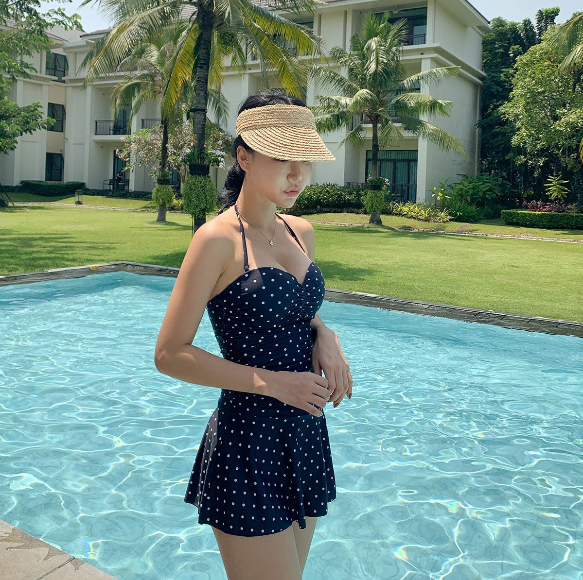 Polka dot halter bikini