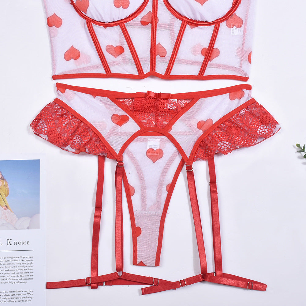 Body-shaping Heart-shaped Contrast Sling Nightgown Girl