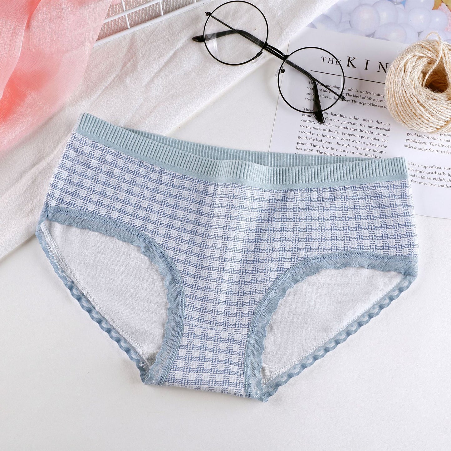 Plaid Printed Cotton Underwear For Women