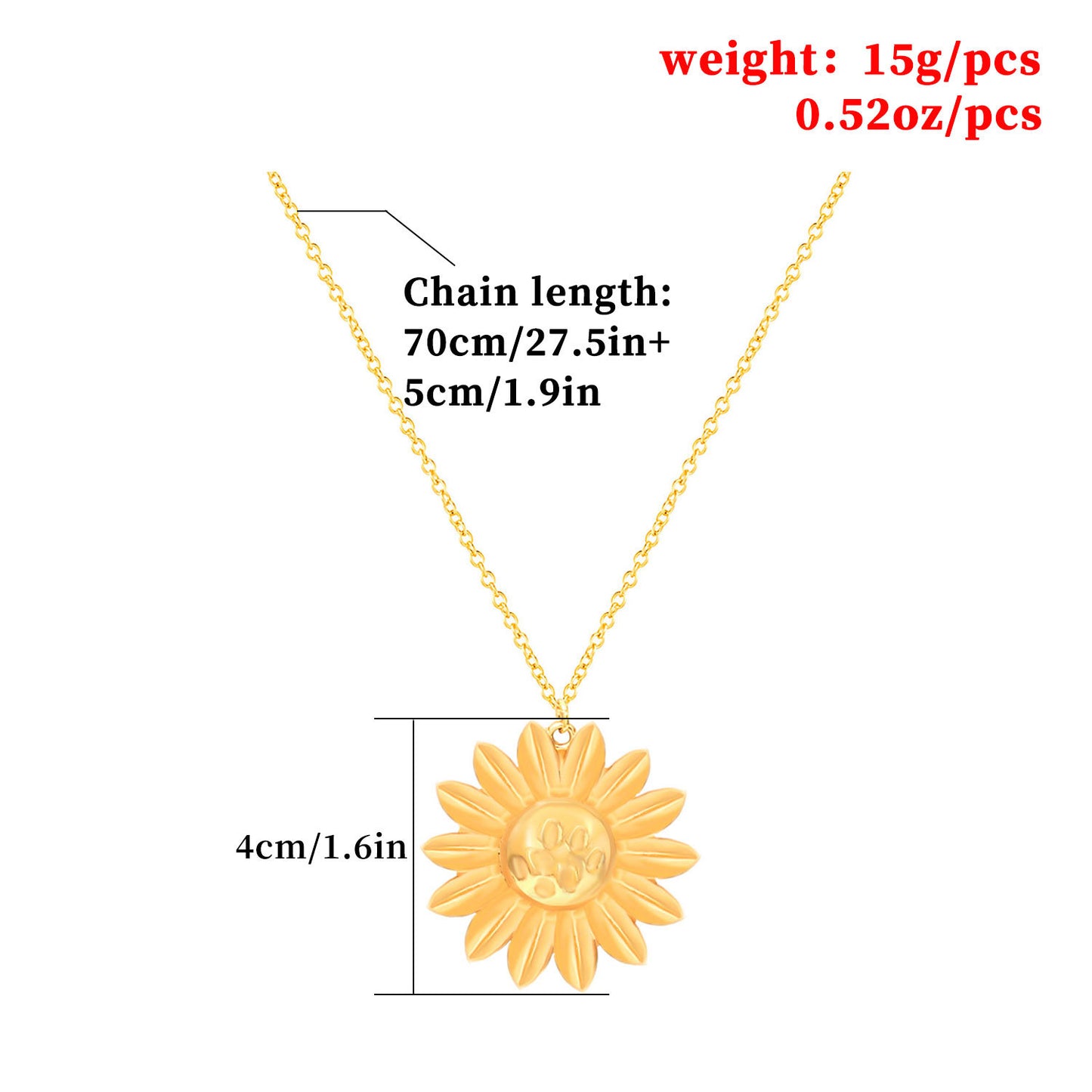 Sunflower Pendant Necklace Women Sunflower Long Necklace