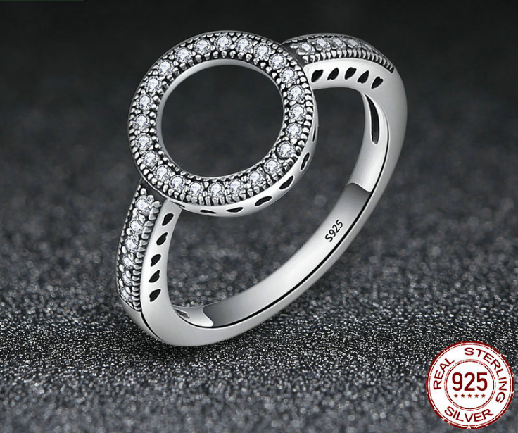 2021 Real 925 Sterling Silver Lucky Circle Finger Rings For Women Fashion Jewelry