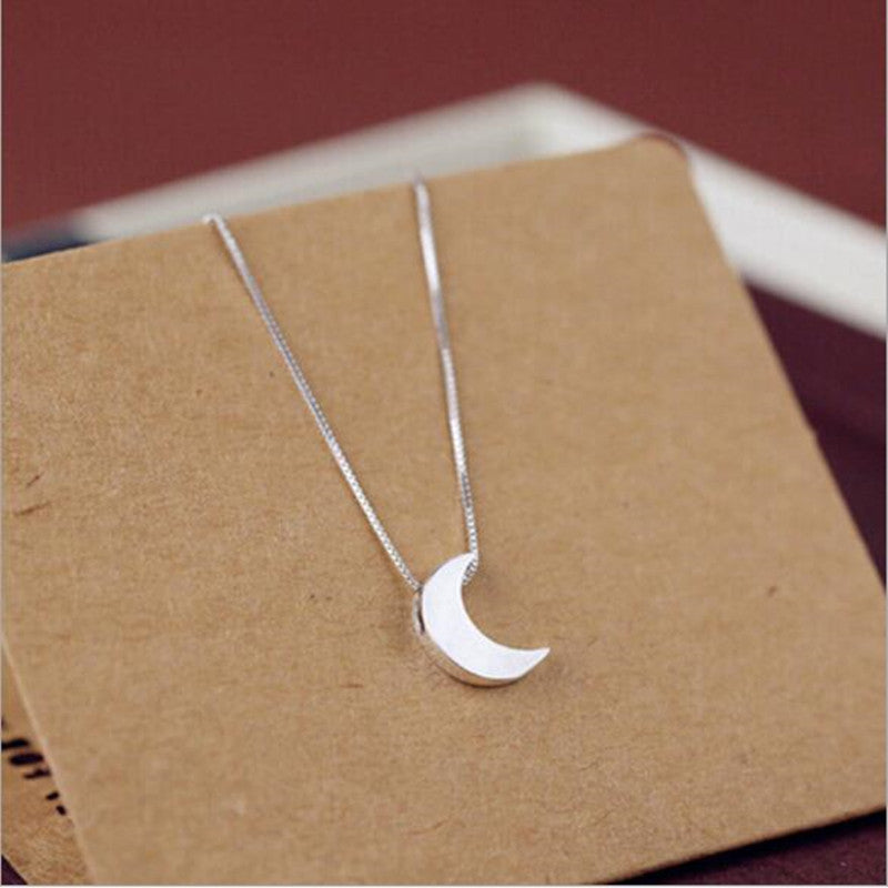 S925 Sterling Silver Necklace Delicate Frosted Crescent Moon Necklace For Women