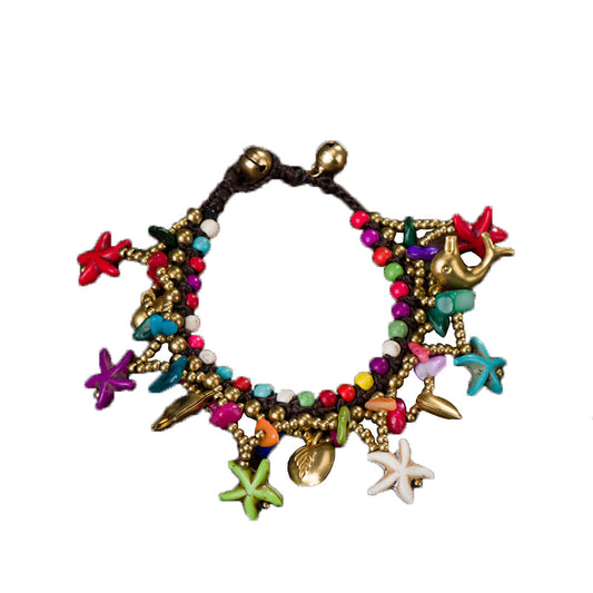 Starfish Pendant Bracelet Women Hand-woven Bracelet