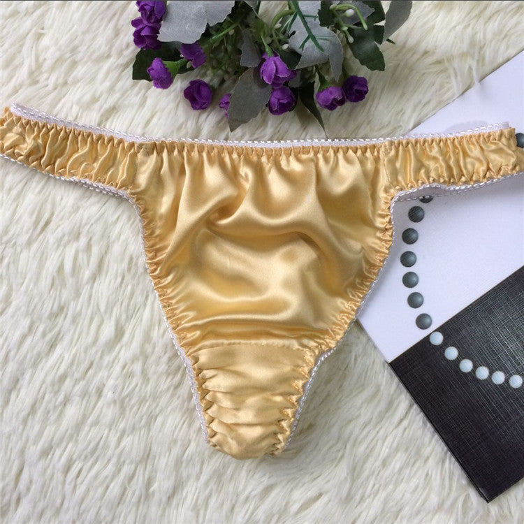 Sexy thong silk couple breathable panties