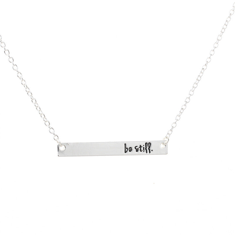 One word horizontal necklace women quiet item