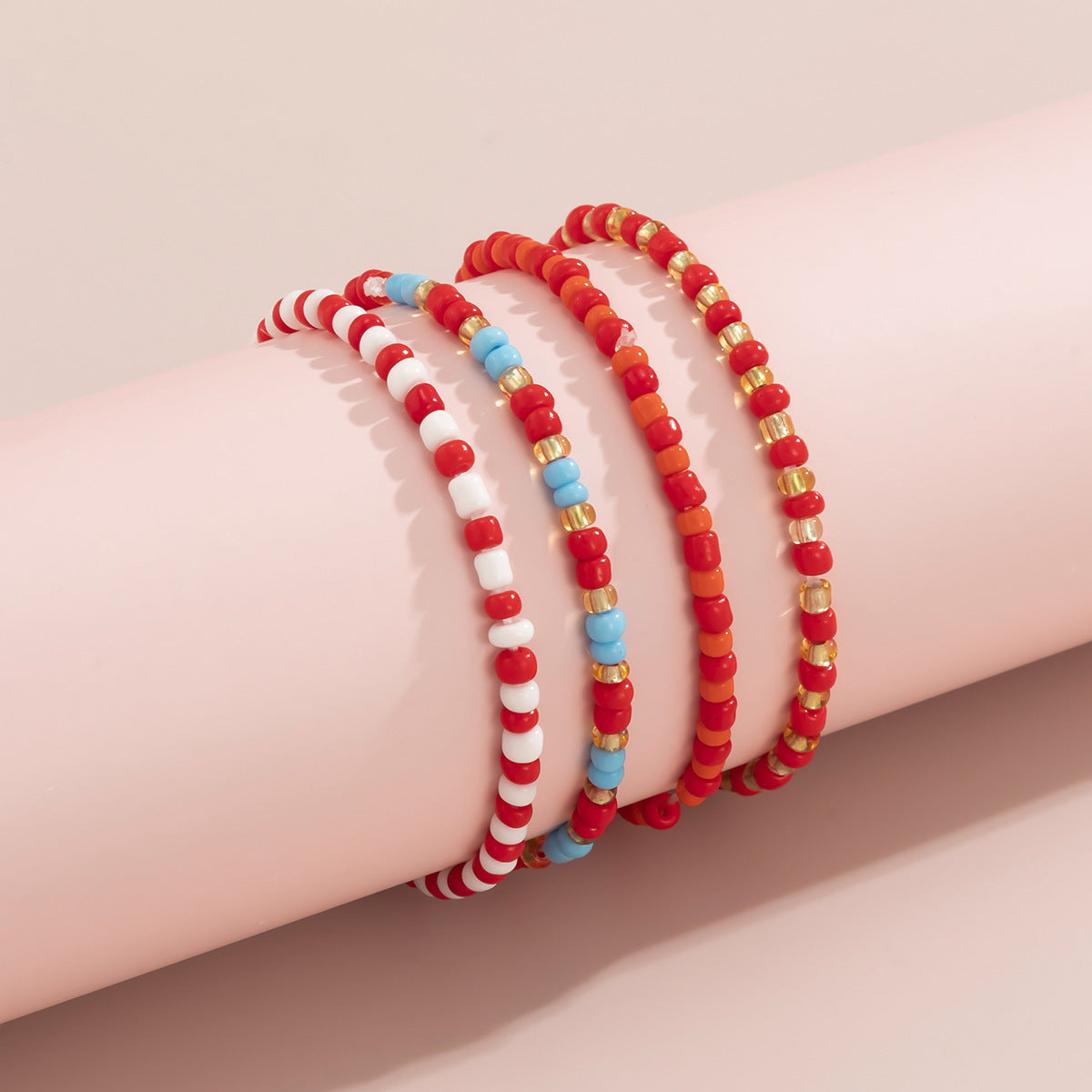 Rice Beads Ethnic Style Contrasting Color Bracelet Stacked Bracelet Women