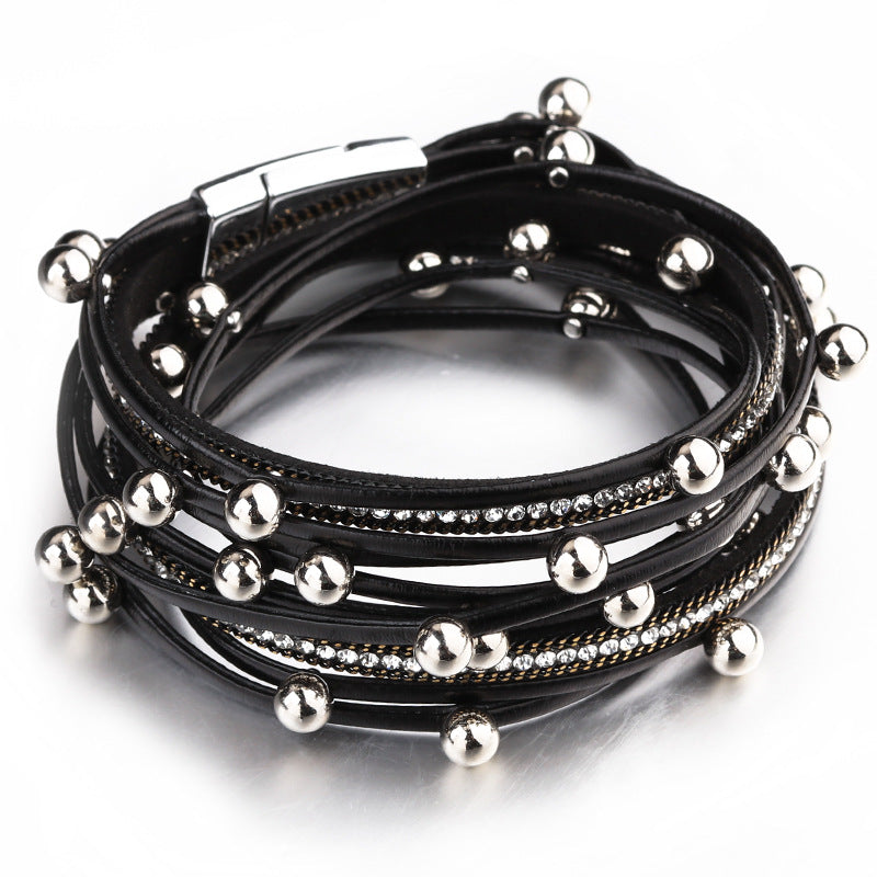 Multi-Layer Pu Leather Bracelet Women Fashion