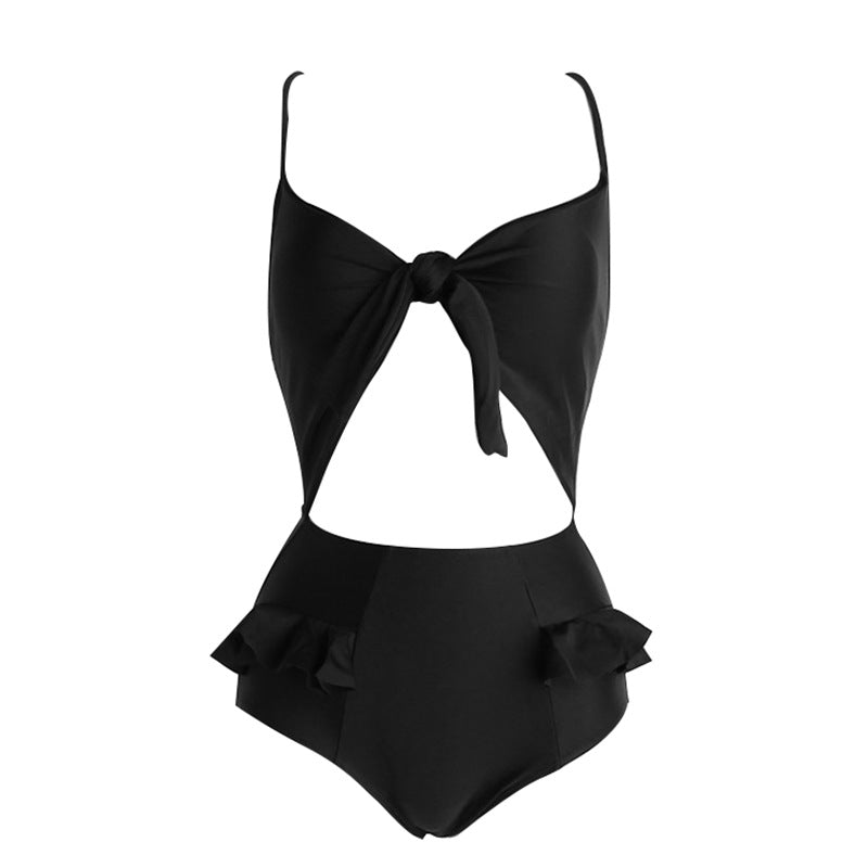 Leaky back cross strap high waist swimsuit women