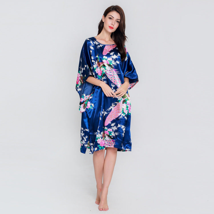 Thin Faux Silk Nightgown Spring Summer And Autumn