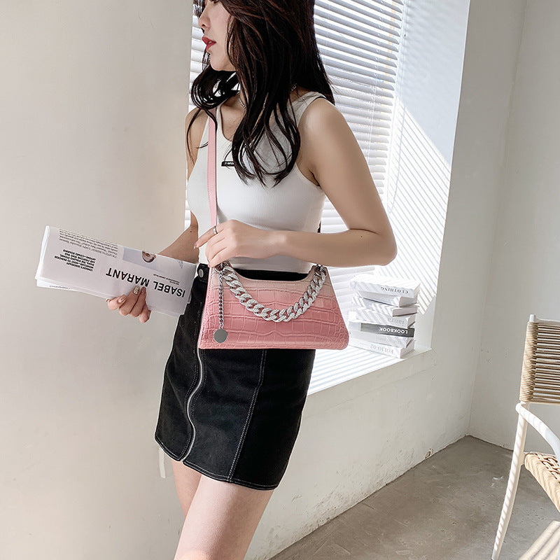 Women's Fashion Stone Pattern Gradient Color Single Shoulder Crossbody Bag