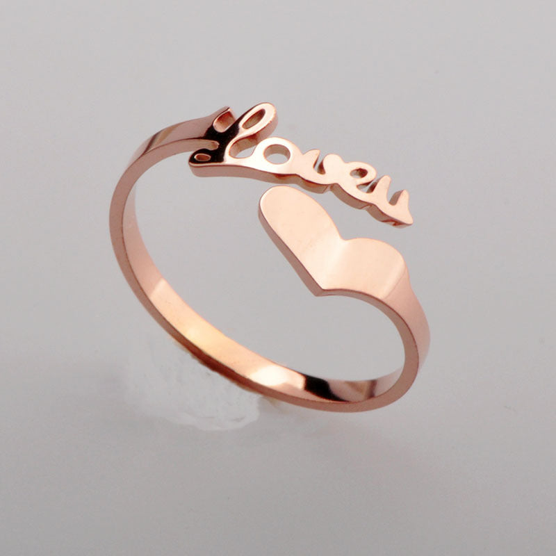 Heart-shaped Rose Gold Titanium Steel Ring For Women Couple Rings Little Finger Ring