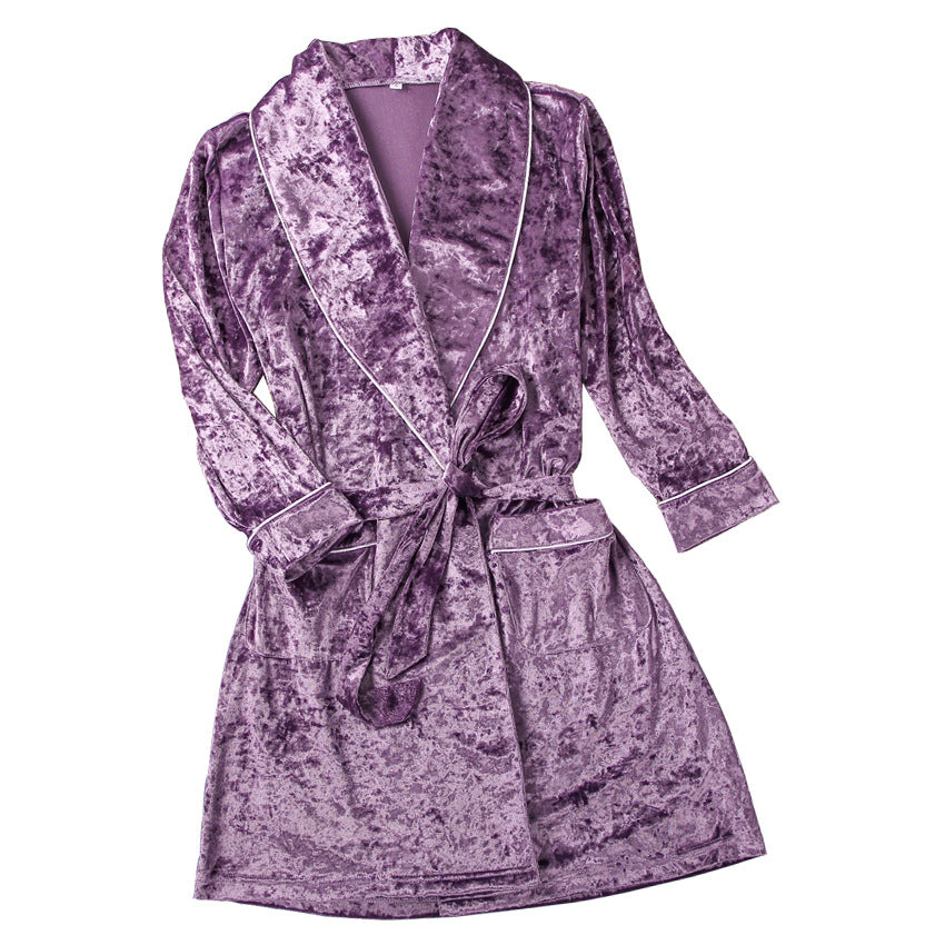 Purple gold velvet nightgown dress