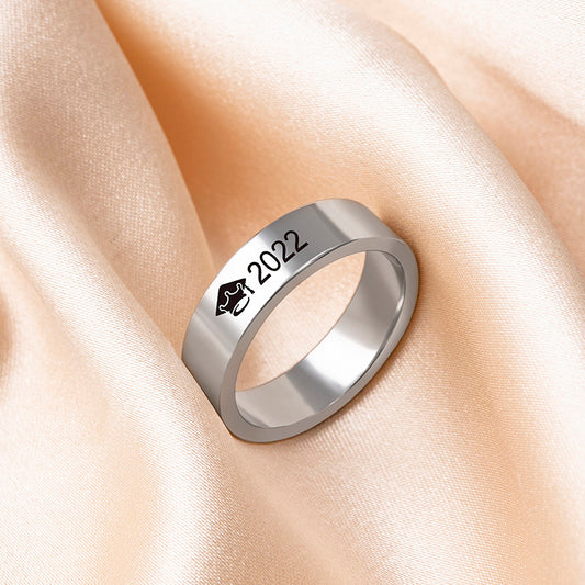 Graduation Stainless Steel Ring Silver Color Graduate Cap Rings For Women