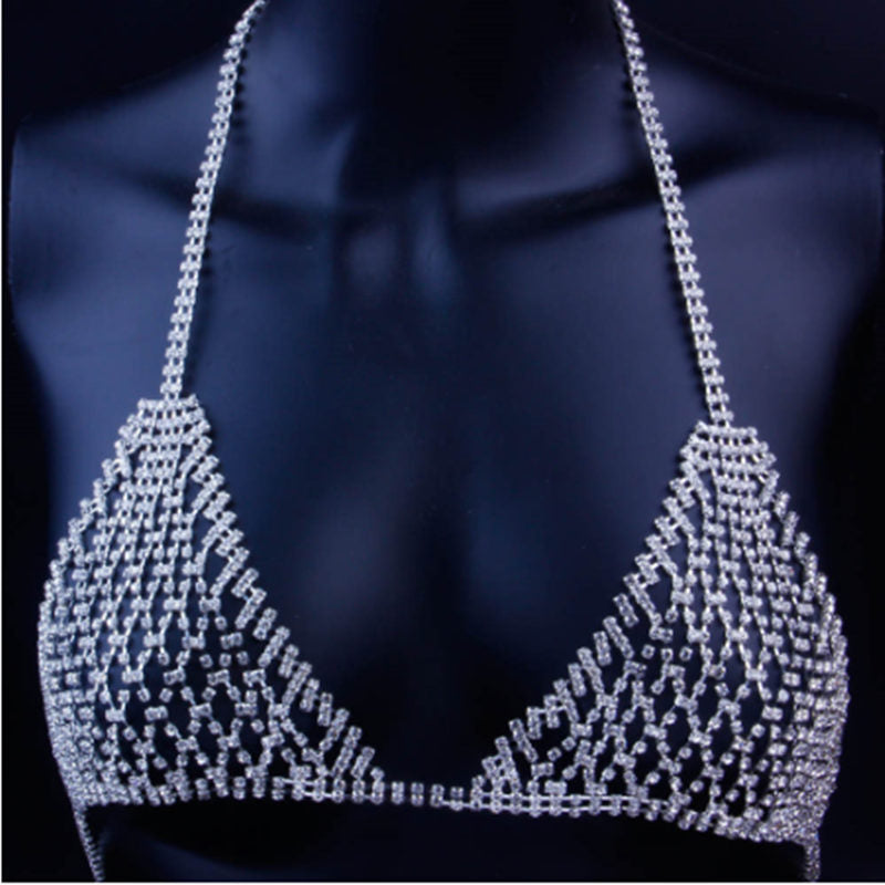 Sexy Charming Nightclub Rhinestone Chest Chain Panties