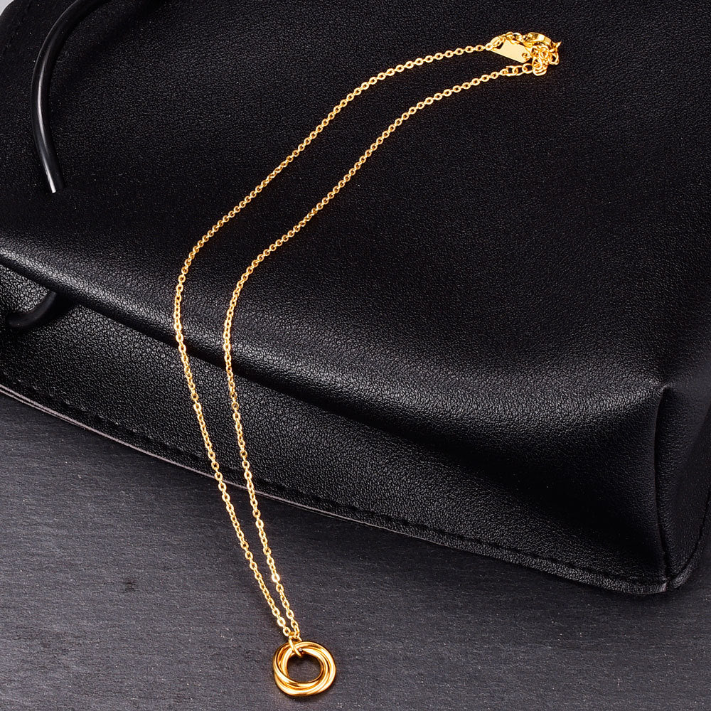 Golden Three Ring Necklace For Women