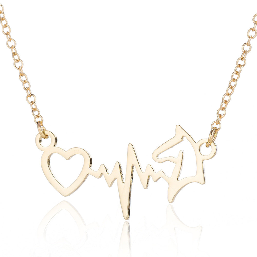 Women Fashion Ins Love ECG Necklace