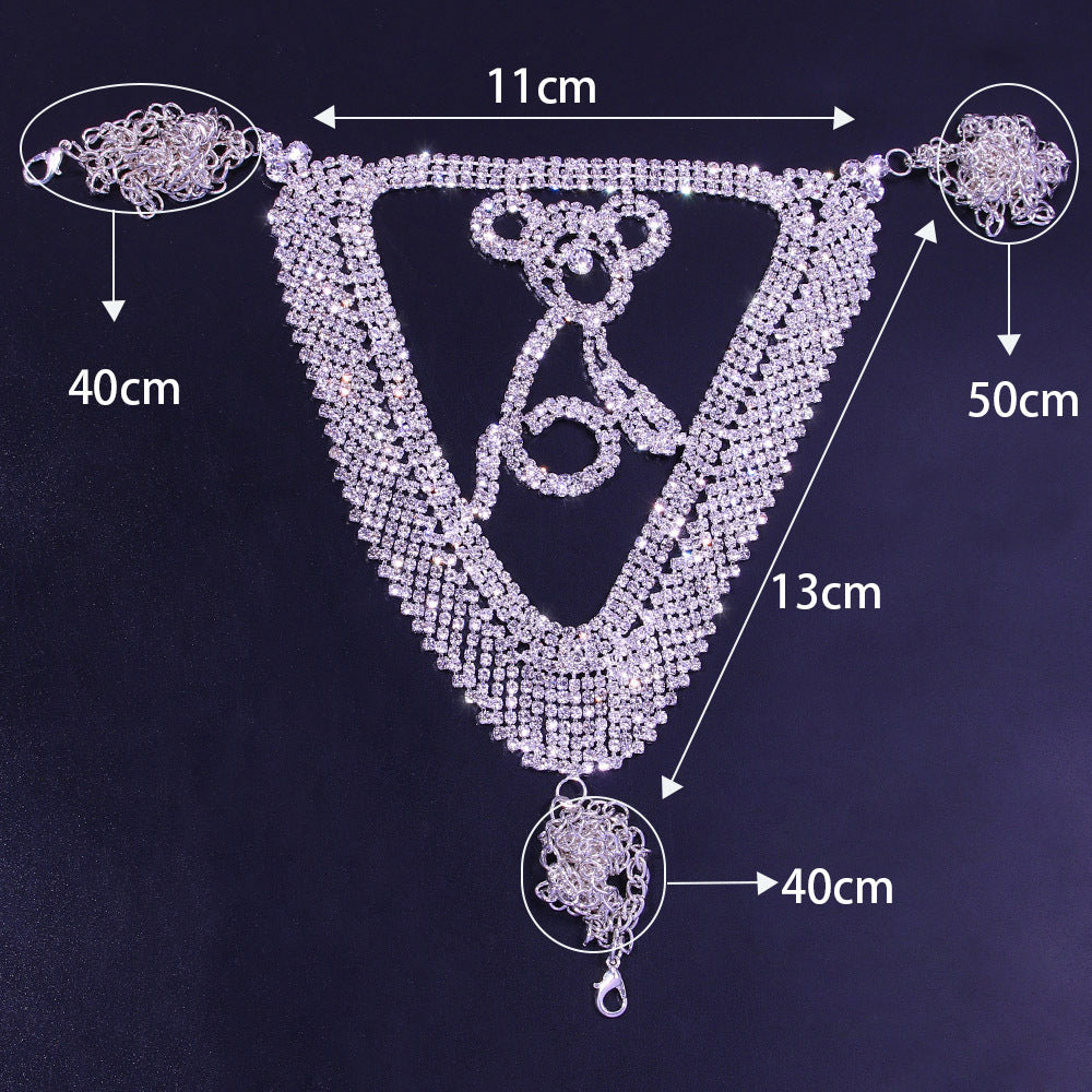 Accessories Cute Bear Bikini Suit Sexy Charming Nightclub Rhinestone Chest Chain Panties