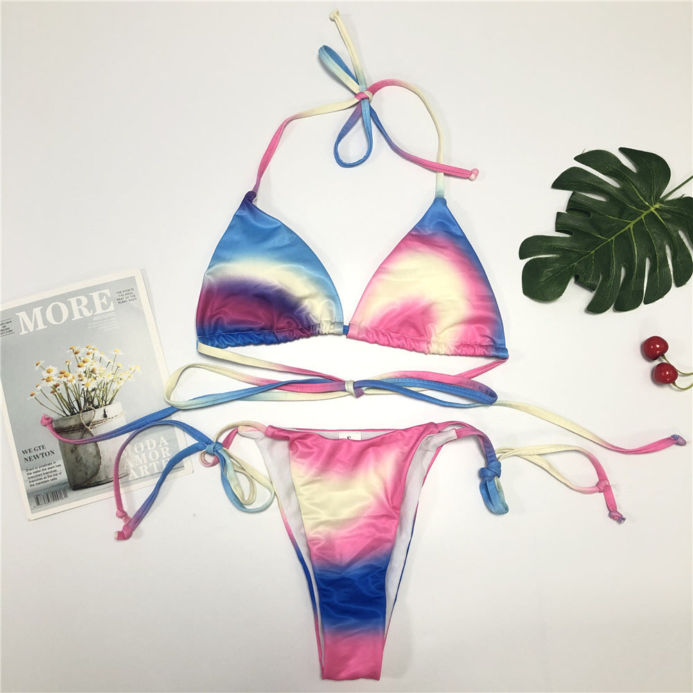 New Sexy Halter Strap Gradient Bikini European Swimsuit Women