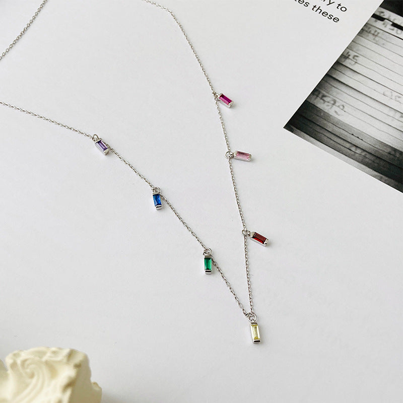 Sterling Silver Color Zircon Necklace Women