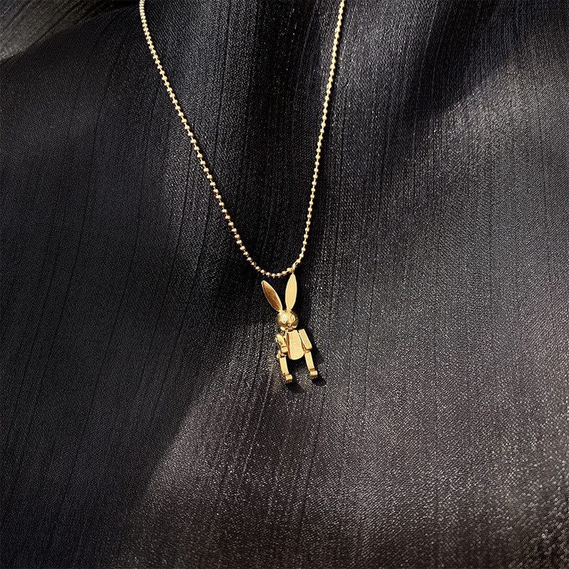 Titanium Steel Movable Rabbit Necklace Women