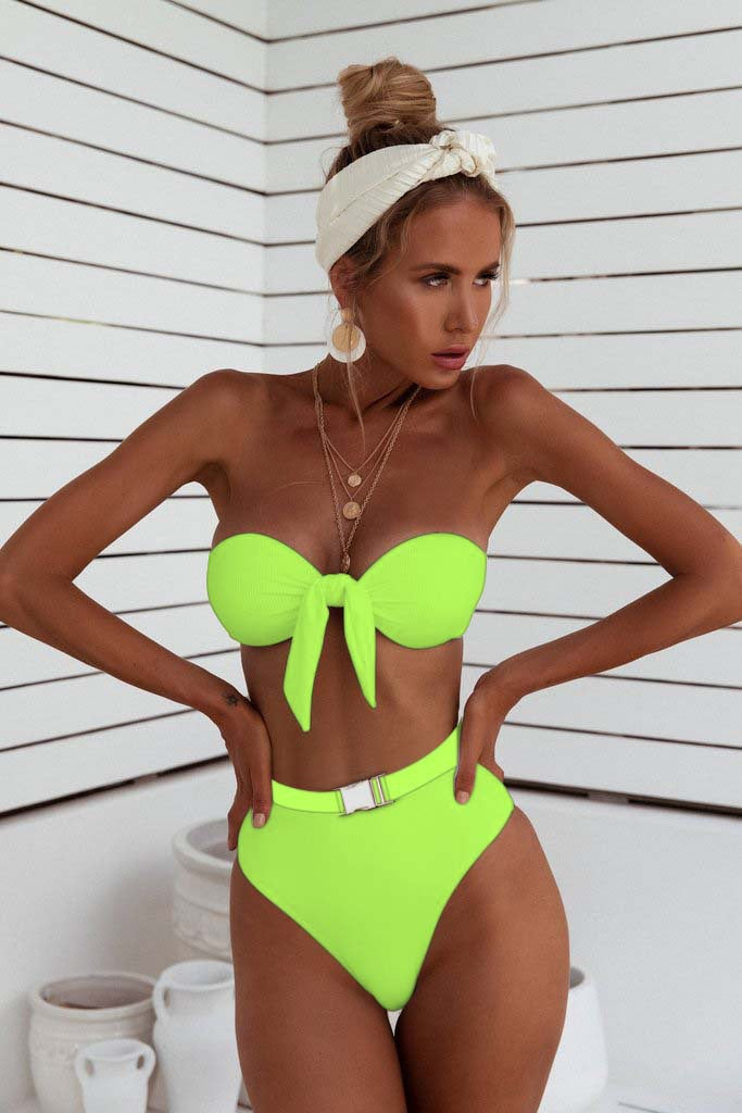 Metal buckle split swimsuit bikini