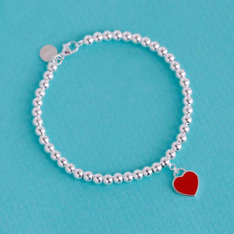 Double Heart Enamel Heart Pendant Bracelet Women