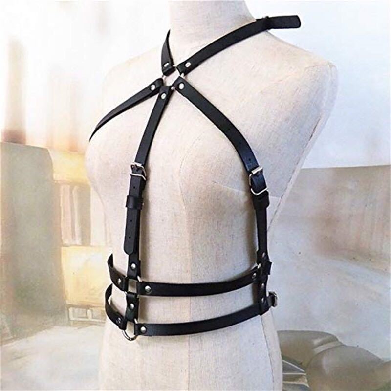 Black Leather Bra Harness Sexy Underwear Bra Sling Belt