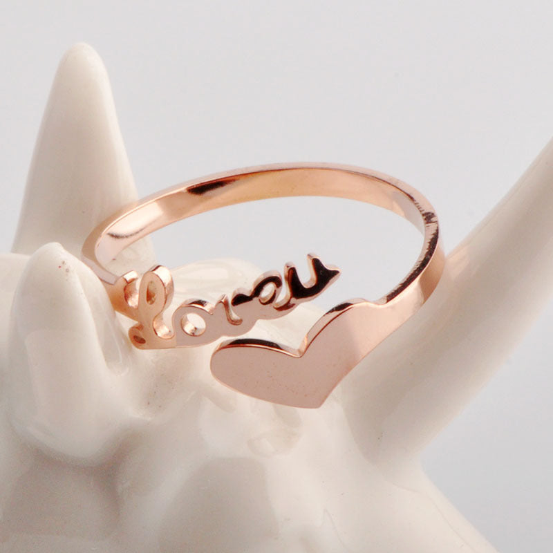 Heart-shaped Rose Gold Titanium Steel Ring For Women Couple Rings Little Finger Ring