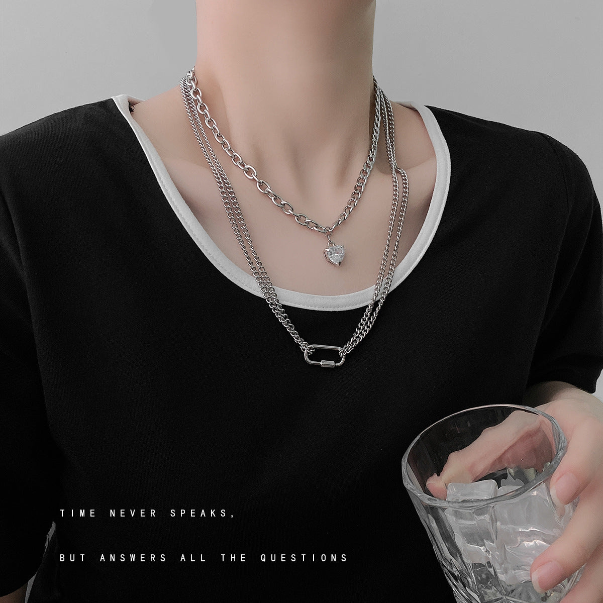 Small Numerous Layered Zircon Pendant Necklace Women