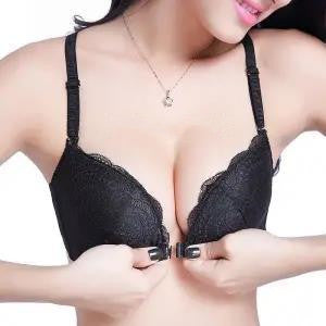 Lace Front Button Unwired Push Up Ladies Sexy Bra