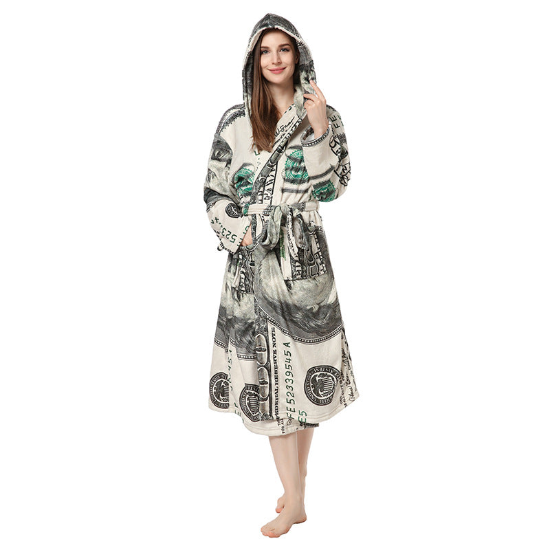 Home Furnishing Warm Nightgown Flannel Personalized Bathrobe