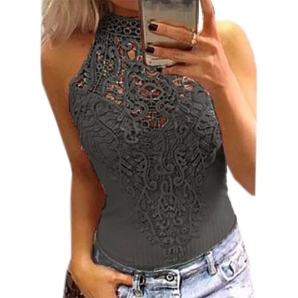 Hollow lace hook flower bodysuit