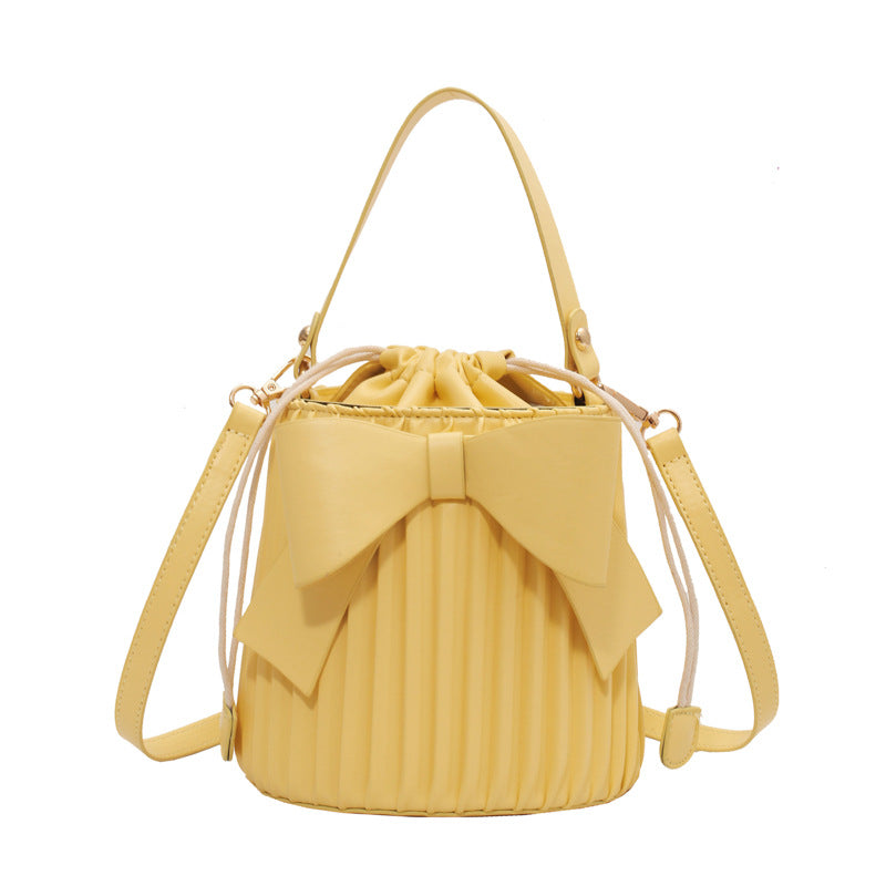 Bowknot Bucket Simple One Shoulder Handbag Fashion