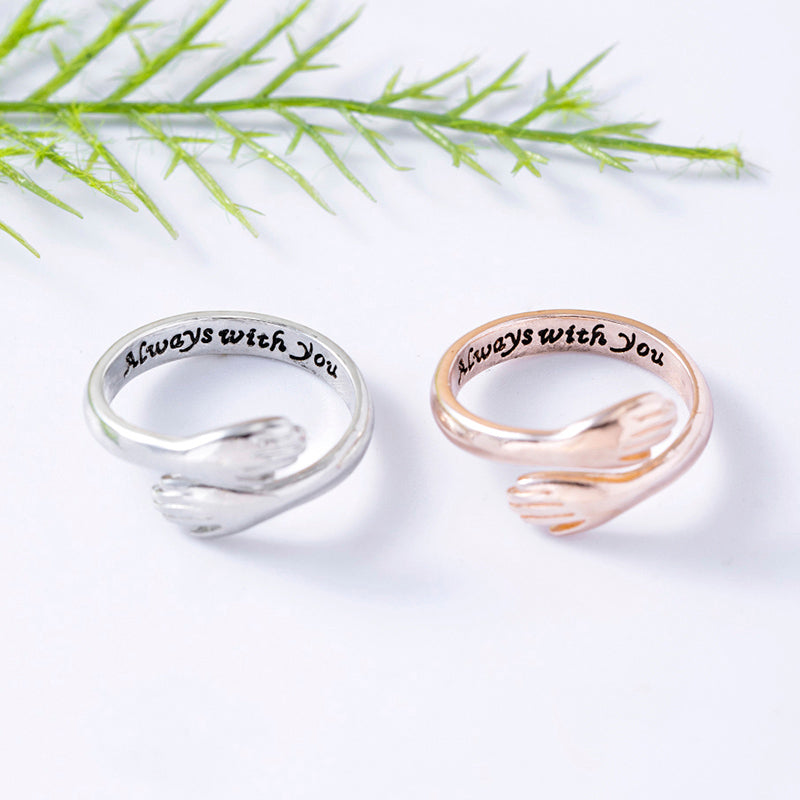 Silver Rose Gold Always With You Hug Rings For Women Men