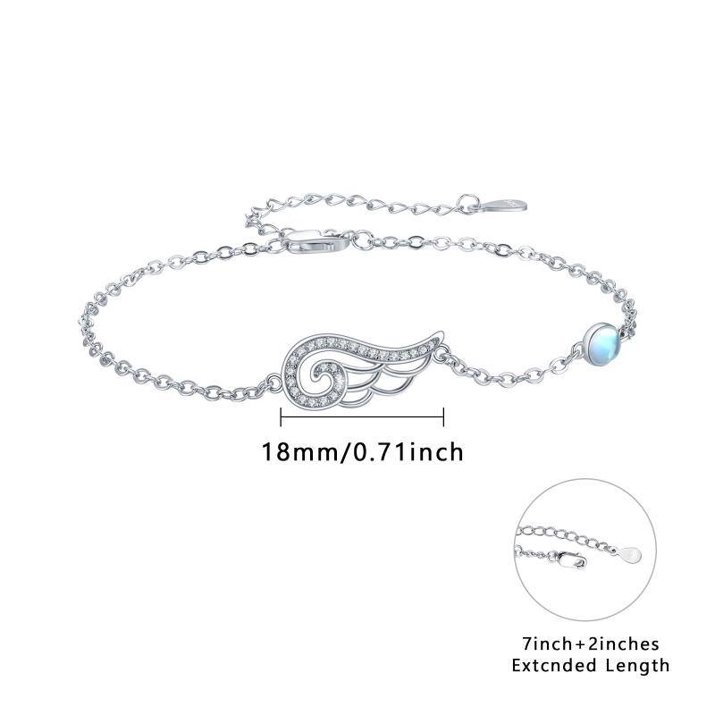 Angel Wing Bracelets for Women Sterling Silver Cubic Zirconia Moonstone Adjustable Chain Bracelet Gift