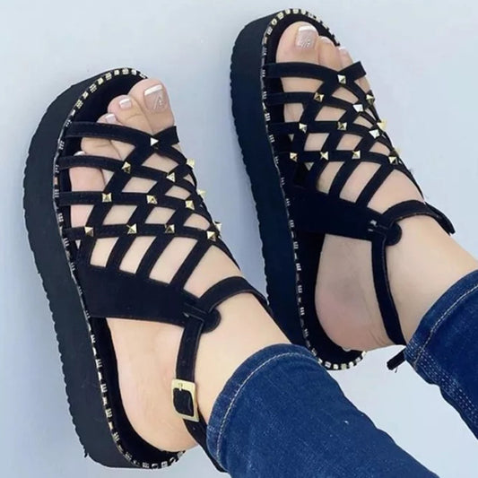 Women's Cutout Toe Platform Sandals