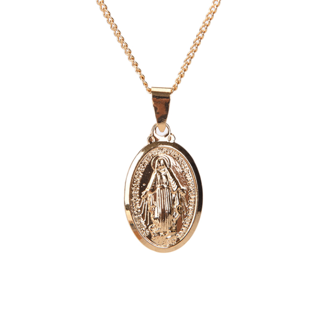 Virgin Mary Necklace Christmas Gifts Silve Gold Color Women Men Jewelry Cross Pendant Necklaces