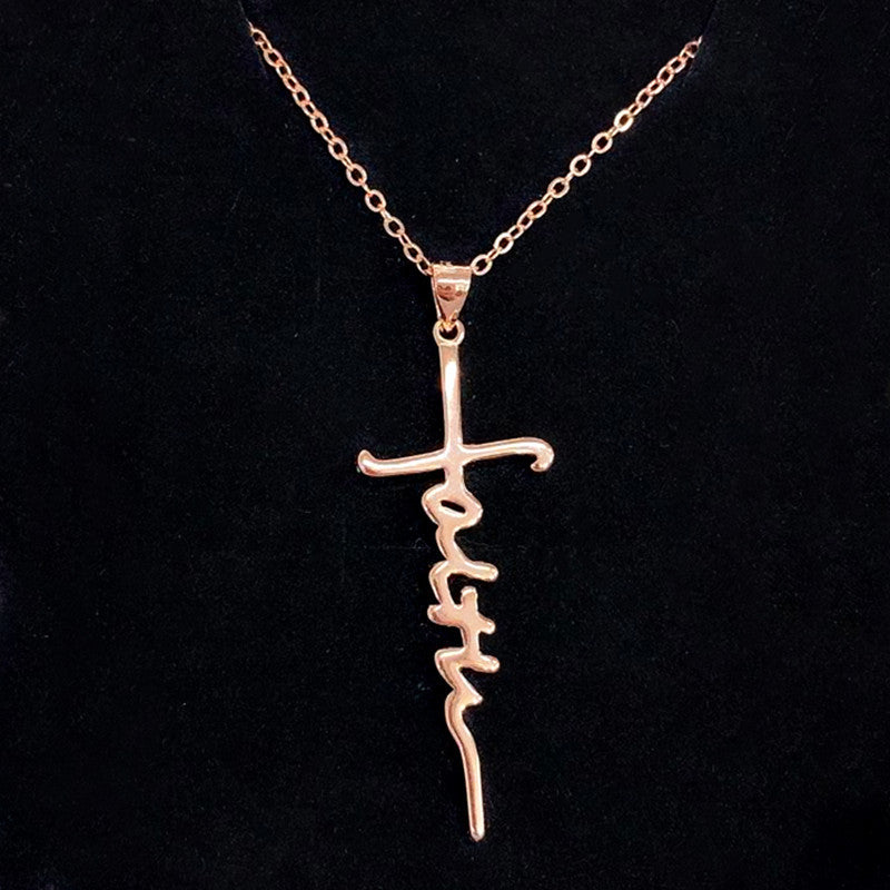 Woven letters cross necklace women