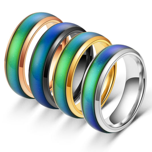 Color Changing Rings Stainless Steel Ring Mood Emotion Feeling Temperature Rings For Women Men Couples Rings