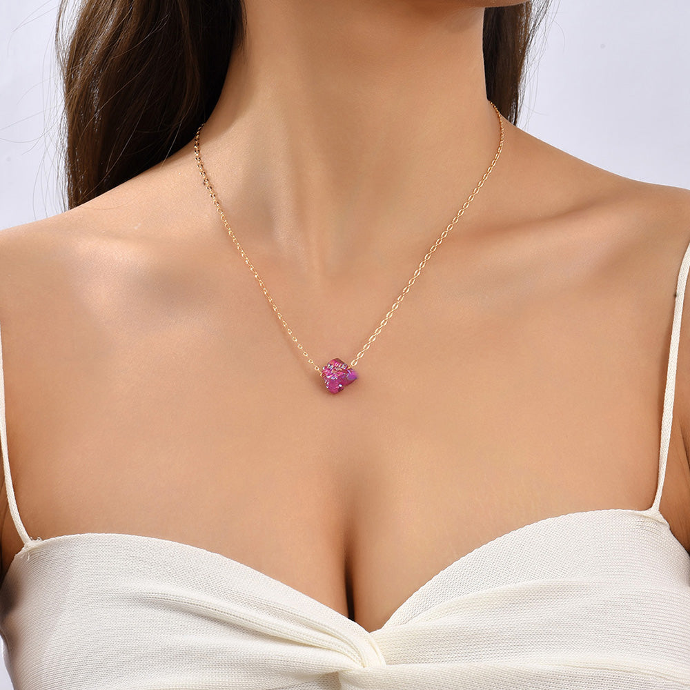 Purple Natural Stone Pendant Necklace Women