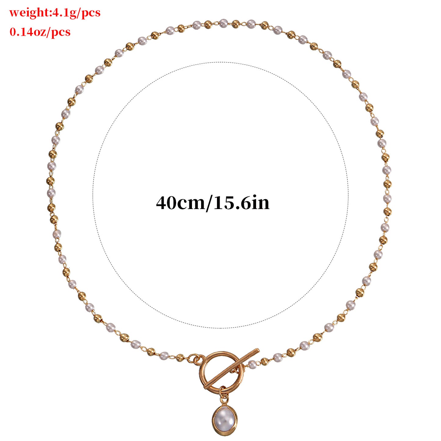 Simple Pearl Chain OT Buckle Necklace Women