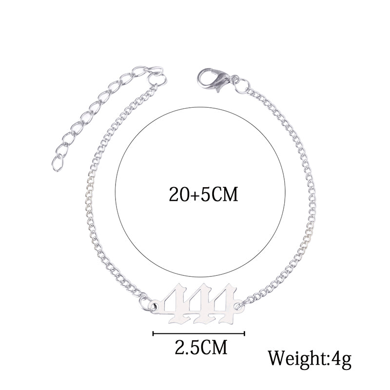 Stainless Steel Number 444 Chain Bracelets For Women