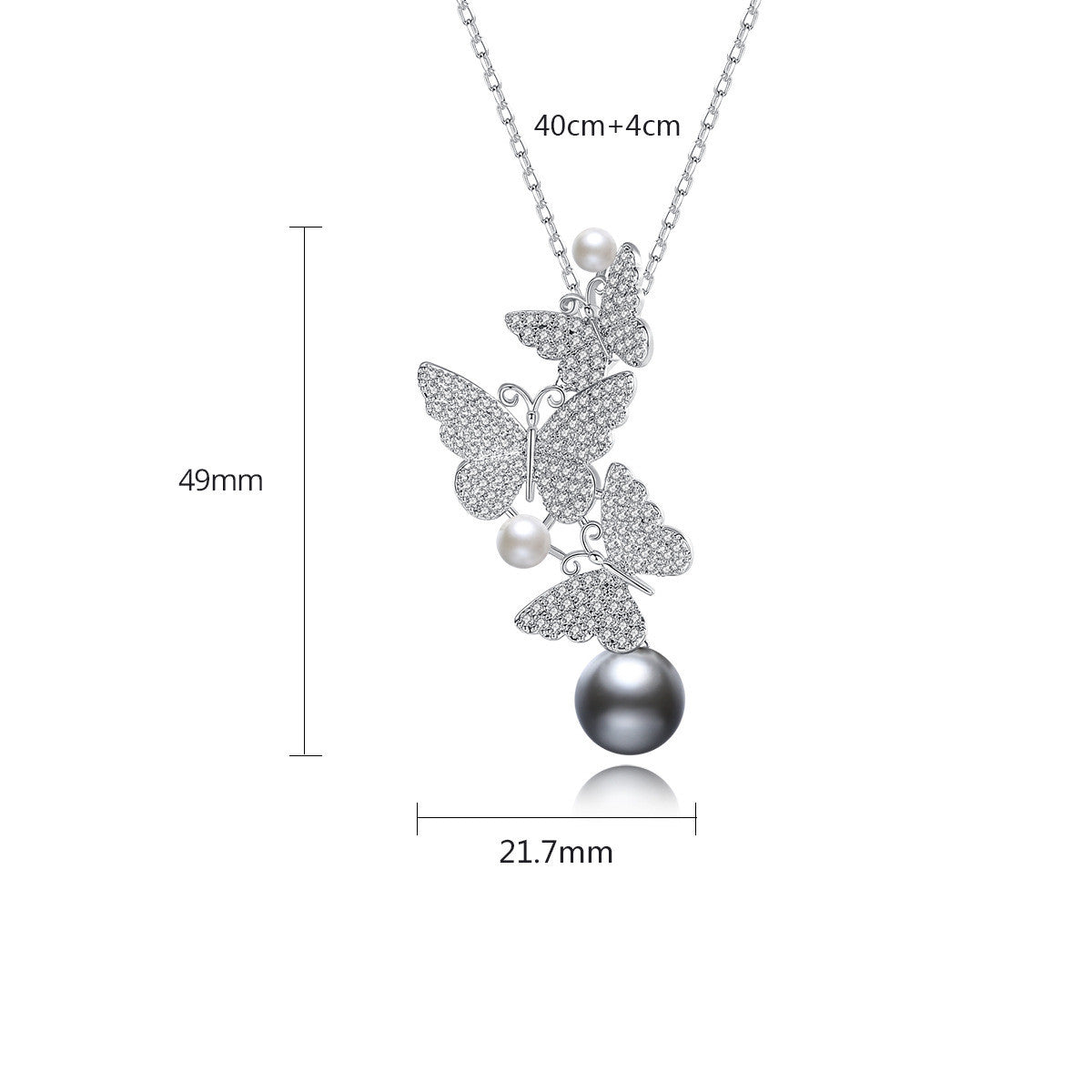 Flower Beard Butterfly Pearl Pendant Necklace Butterfly Necklace Women