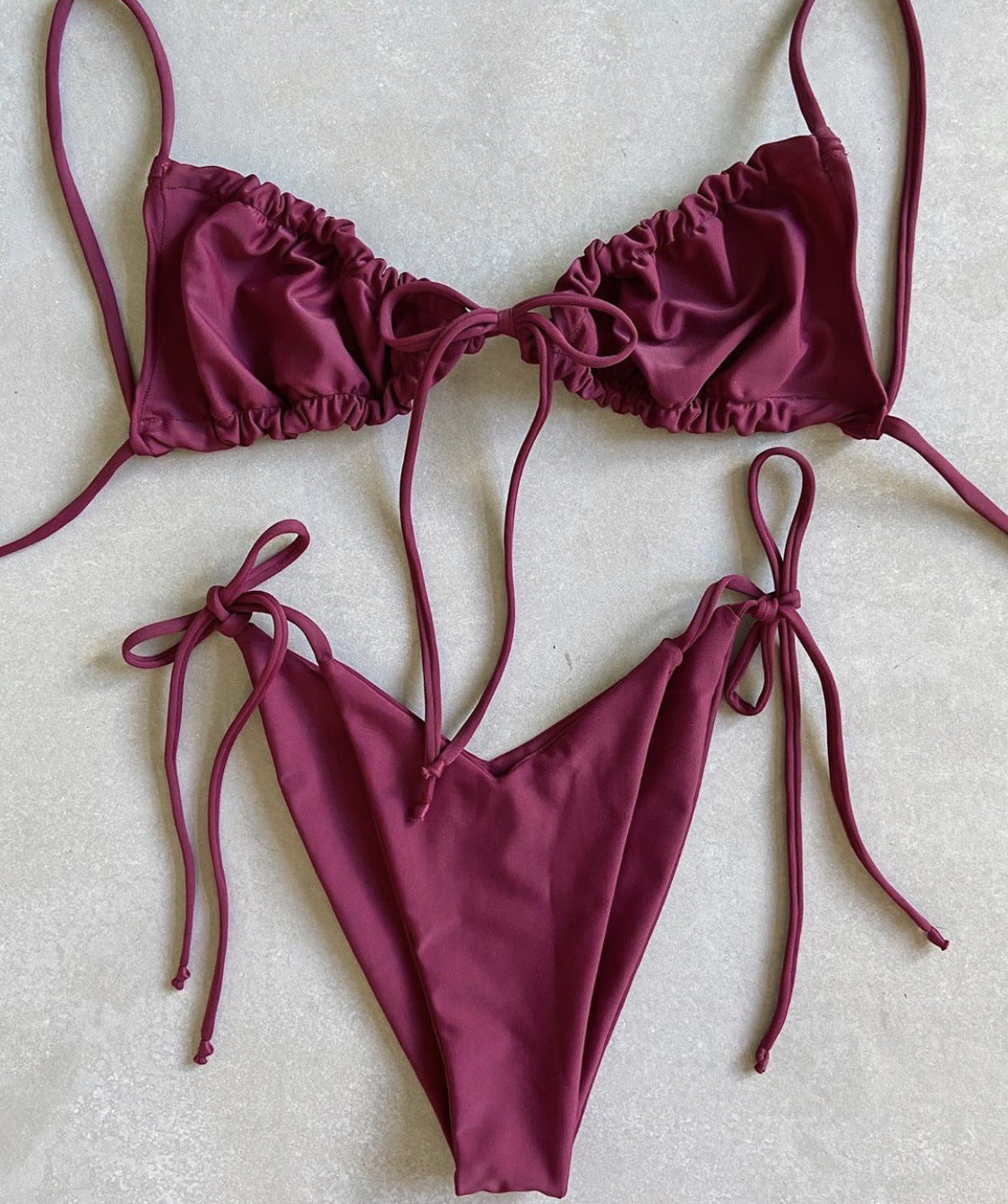 Solid color split bikini swimsuit