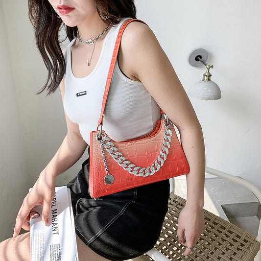 Women's Fashion Stone Pattern Gradient Color Single Shoulder Crossbody Bag